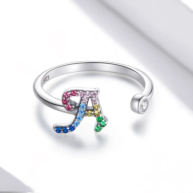 (afbeelding voor) Pandora Style Kleurrijke Letter-A Open Ring - SCR723-A - Bekijken 3