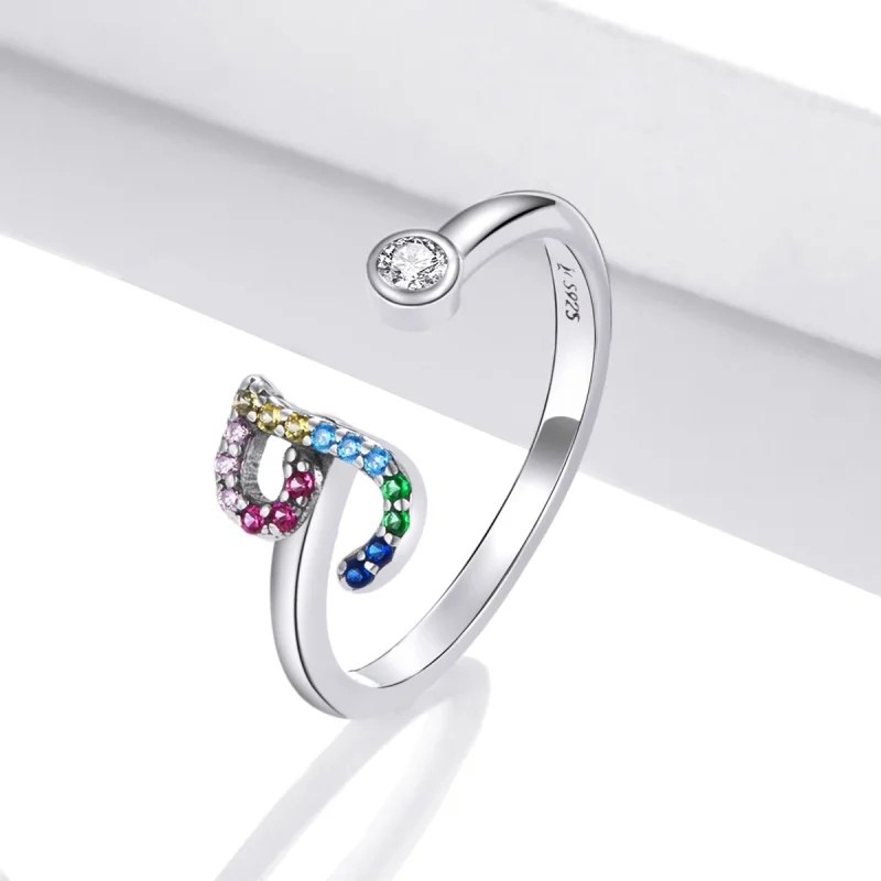 (afbeelding voor) Pandora Style Kleurrijke Letter-J Open Ring - SCR723-J - Bekijken 2