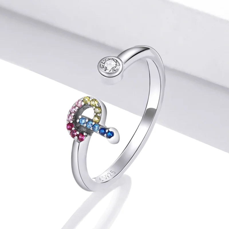 (afbeelding voor) Pandora Style Kleurrijke Letter-P Open Ring - SCR723-P - Bekijken 2