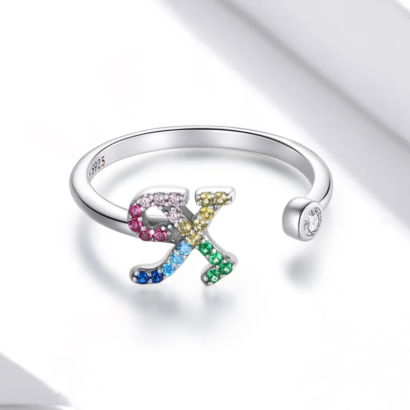 (afbeelding voor) Pandora Style Kleurrijke Letter-X Open Ring - SCR723-X - Bekijken 3