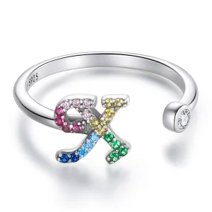 (afbeelding voor) Pandora Style Kleurrijke Letter-X Open Ring - SCR723-X
