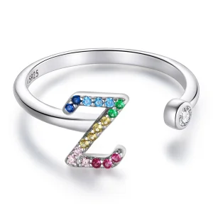 (afbeelding voor) Pandora Style Kleurrijke Letter-Z Open Ring - SCR723-Z