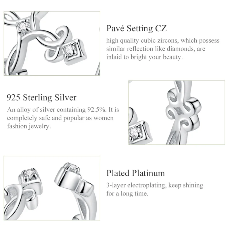 (afbeelding voor) Pandora Style Kruis Open Ring - BSR041 - Bekijken 3