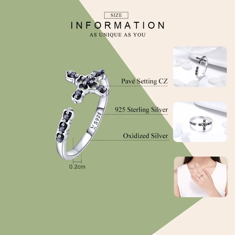 (afbeelding voor) Pandora Style Licht van het kruis Open Ring - SCR447 - Bekijken 3