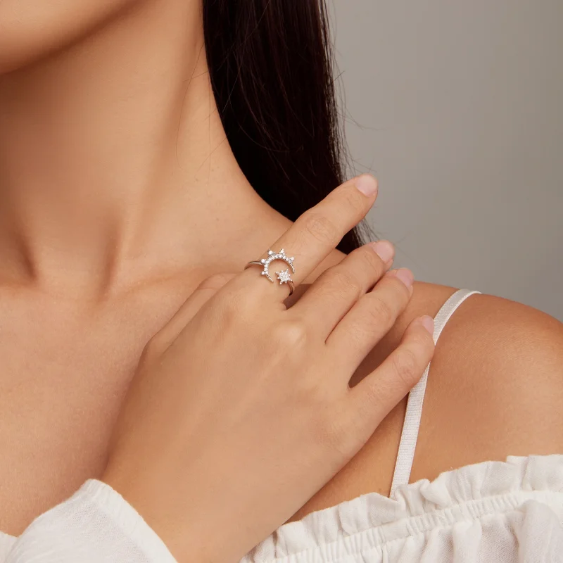 (afbeelding voor) Pandora Style Maan en sterren Open Ring - BSR300 - Bekijken 4