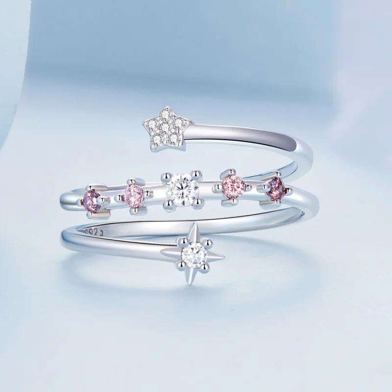 (afbeelding voor) Pandora Style Meerlaagse sterren Open Ring - BSR310 - Bekijken 3