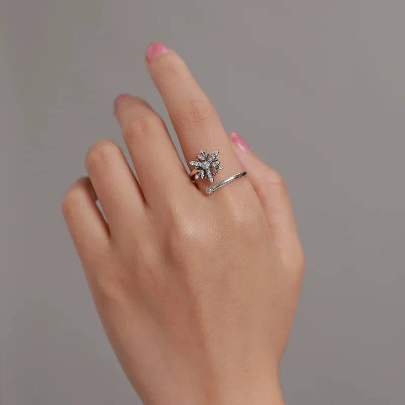 (afbeelding voor) Pandora Style Mooie sneeuwvlokken Open Ring - BSR214 - Bekijken 8