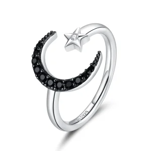 Pandora Style Mysterieuze maan en ster Open Ring - BSR137 (afbeelding voor) Pandora Style Mysterieuze maan en ster Open Ring - BSR137