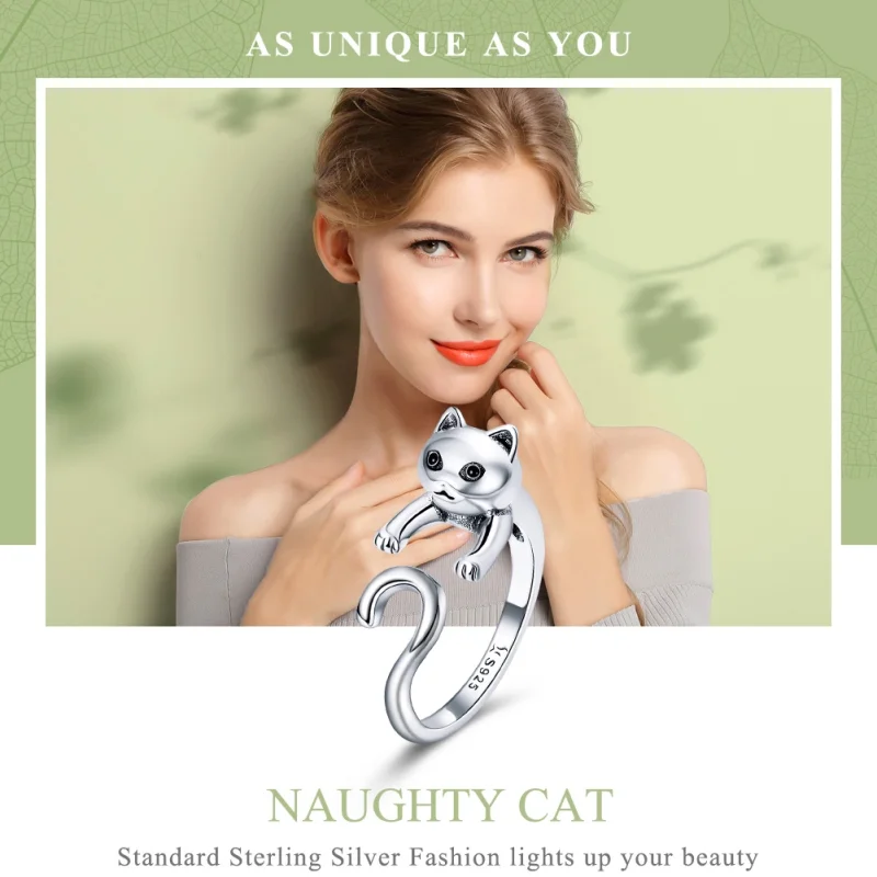 (afbeelding voor) Pandora Style Ondeugende kat Open Ring - SCR409 - Bekijken 2