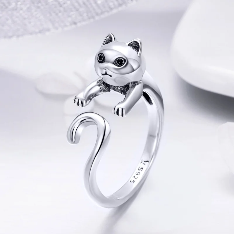 (afbeelding voor) Pandora Style Ondeugende kat Open Ring - SCR409 - Bekijken 4