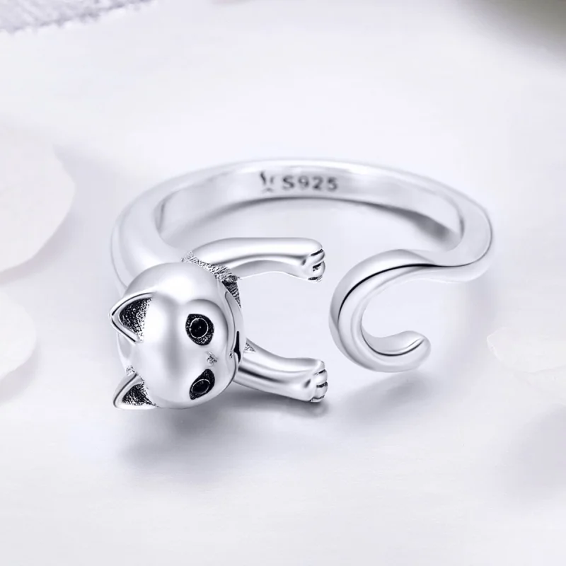 (afbeelding voor) Pandora Style Ondeugende kat Open Ring - SCR409 - Bekijken 5