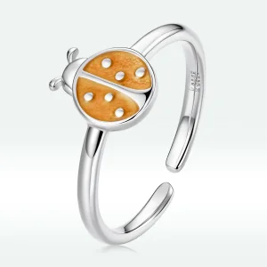 (afbeelding voor) Pandora Style Oranje Lieveheersbeestje Open Ring - SCR774