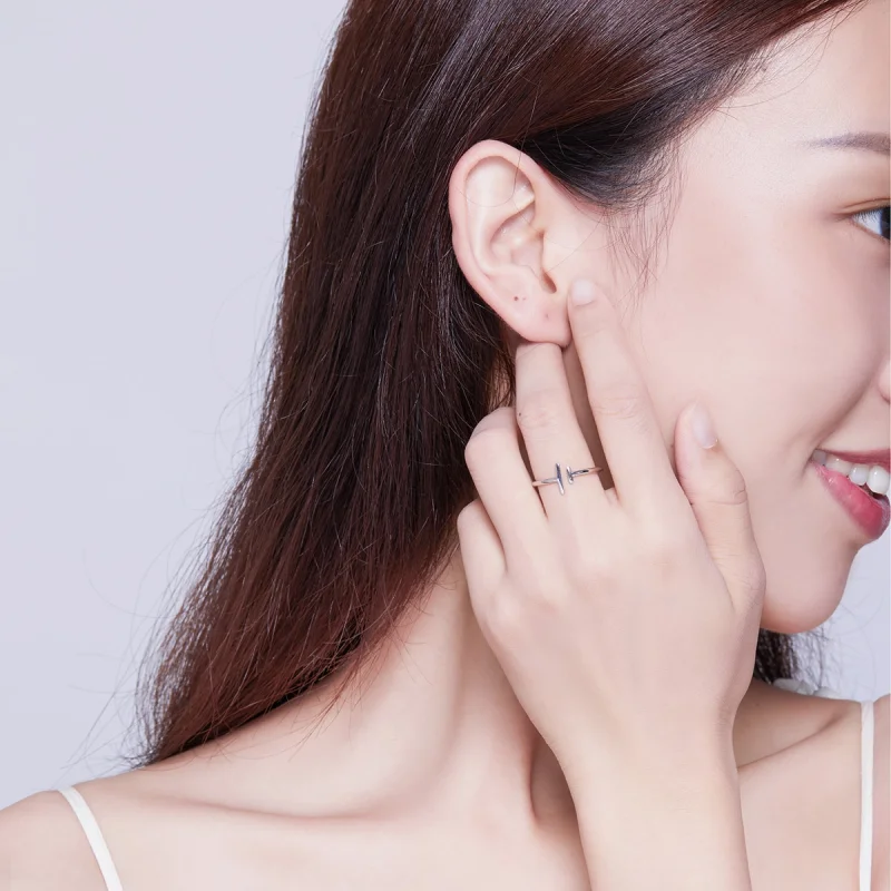 (afbeelding voor) Pandora Style Parallelle lijnen Open Ring - SCR555 - Bekijken 7