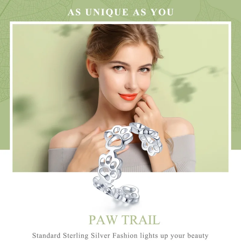 (afbeelding voor) Pandora Style Pootpad Open Ring - SCR424 - Bekijken 2