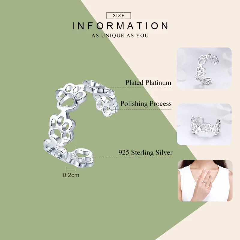 (afbeelding voor) Pandora Style Pootpad Open Ring - SCR424 - Bekijken 3