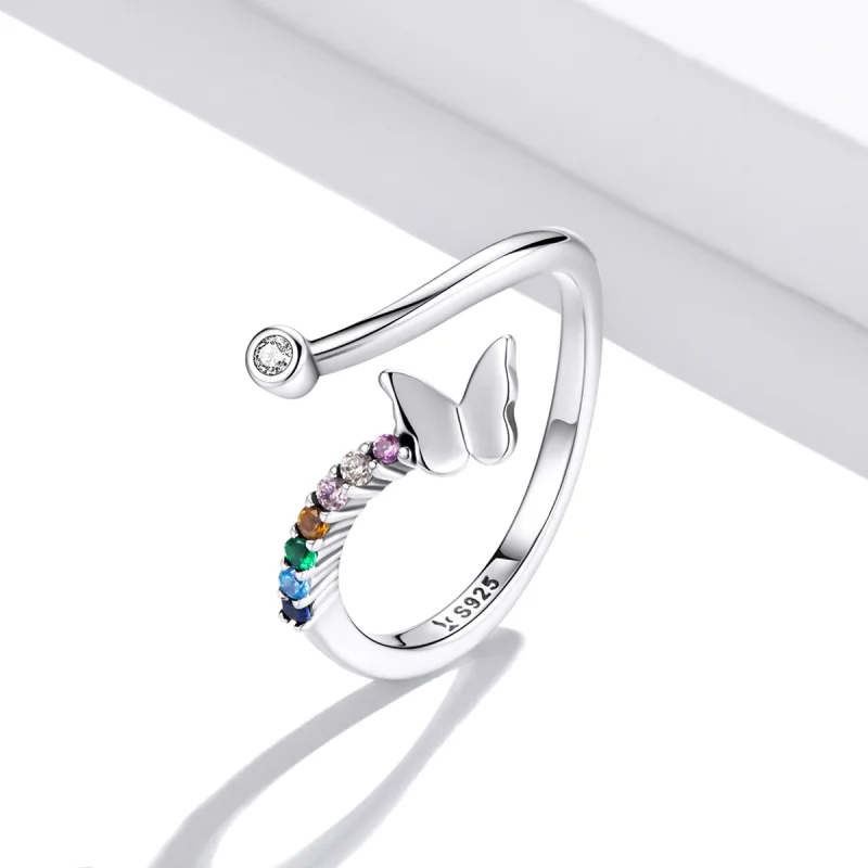 (afbeelding voor) Pandora Style Regenboogvlinder Open Ring - SCR730 - Bekijken 2