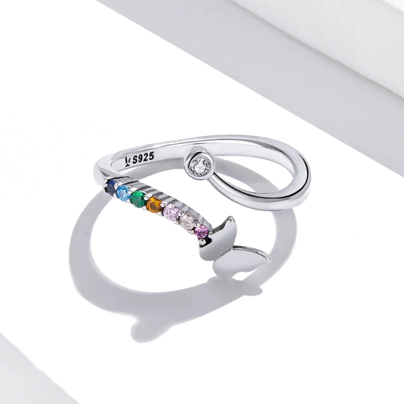 (afbeelding voor) Pandora Style Regenboogvlinder Open Ring - SCR730 - Bekijken 3