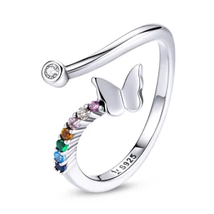 (afbeelding voor) Pandora Style Regenboogvlinder Open Ring - SCR730