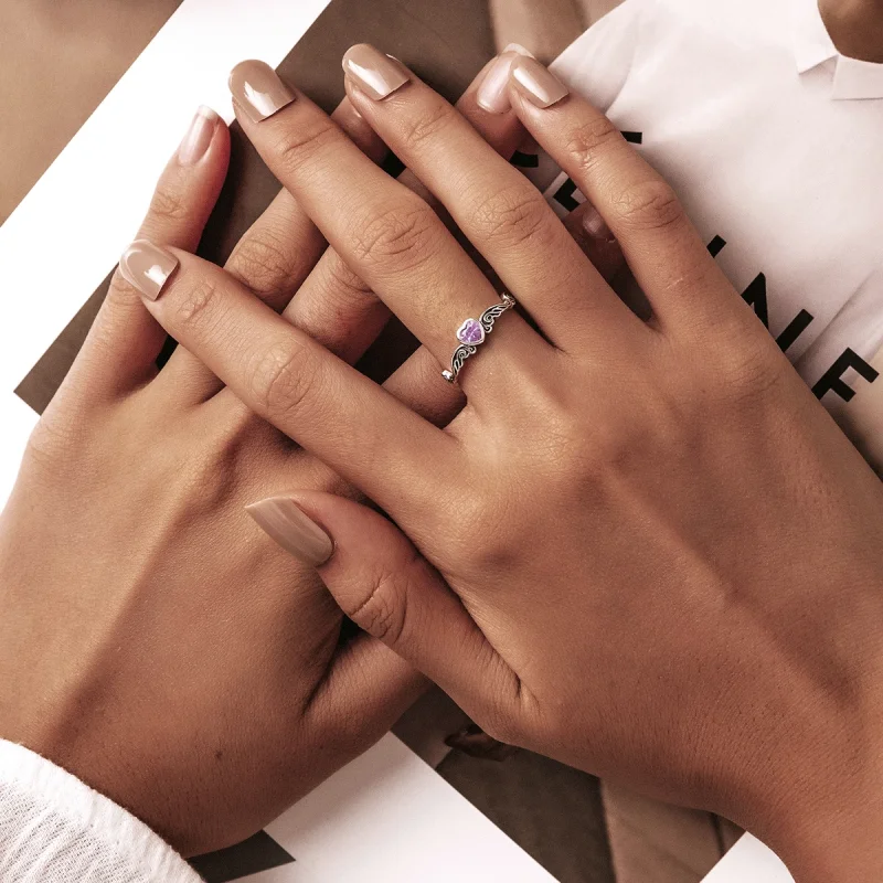 (afbeelding voor) Pandora Style Retro Patroon - Hart Open Ring - SCR766 - Bekijken 6