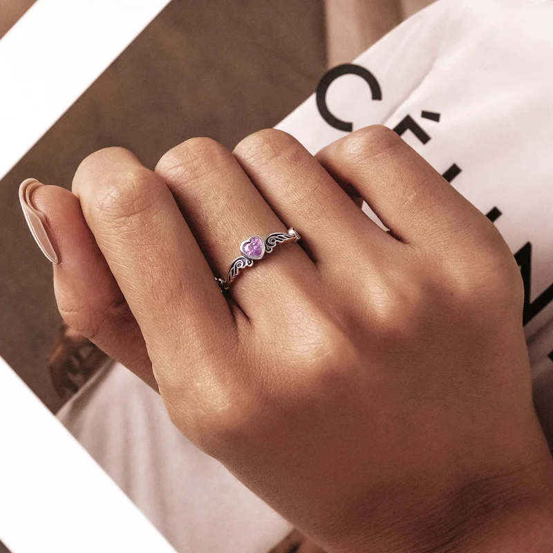 (afbeelding voor) Pandora Style Retro Patroon - Hart Open Ring - SCR766 - Bekijken 7