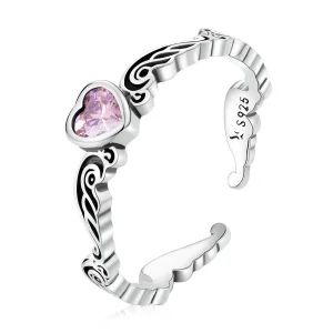 (afbeelding voor) Pandora Style Retro Patroon - Hart Open Ring - SCR766