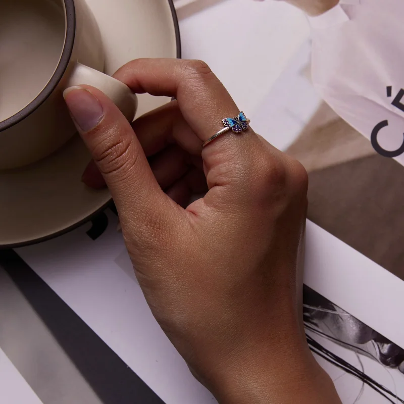 (afbeelding voor) Pandora Style Retro Vlinder Open Ring - SCR802 - Bekijken 5