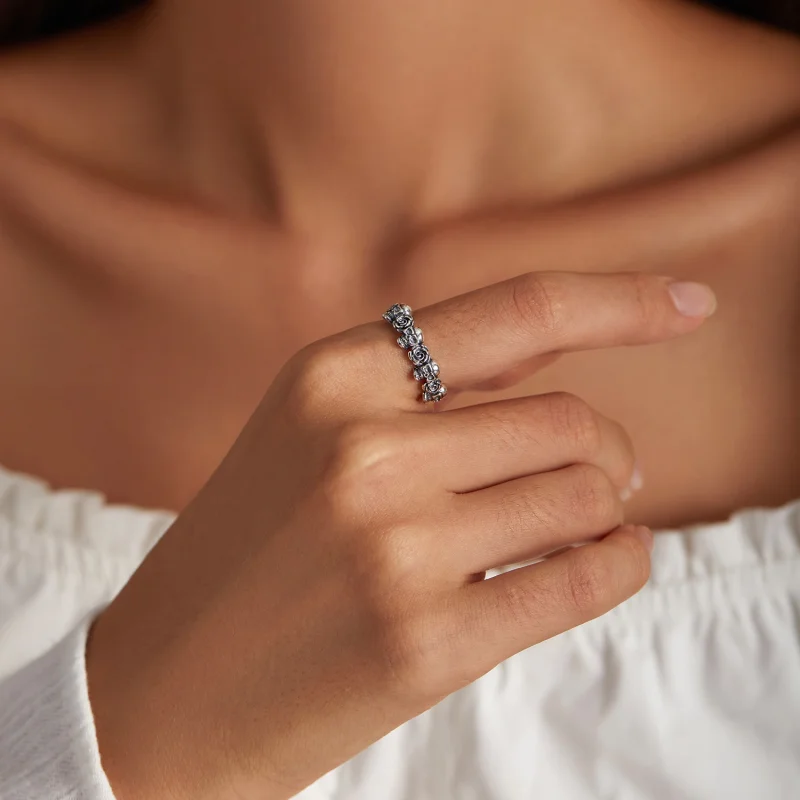 (afbeelding voor) Pandora Style Rose Schedel Open Ring - BSR218 - Bekijken 6