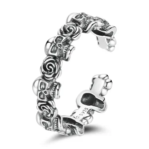 (afbeelding voor) Pandora Style Rose Schedel Open Ring - BSR218