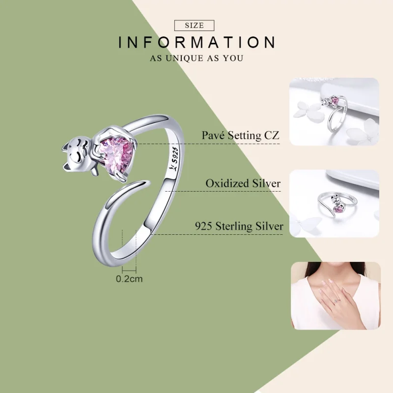 (afbeelding voor) Pandora Style Schattige kat Open Ring - SCR446 - Bekijken 3