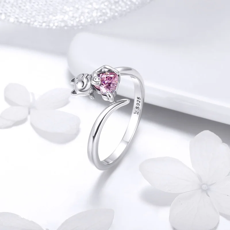 (afbeelding voor) Pandora Style Schattige kat Open Ring - SCR446 - Bekijken 4