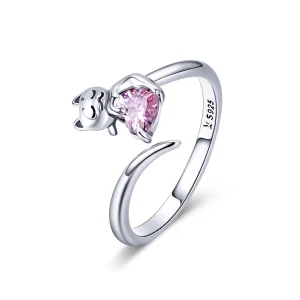(afbeelding voor) Pandora Style Schattige kat Open Ring - SCR446