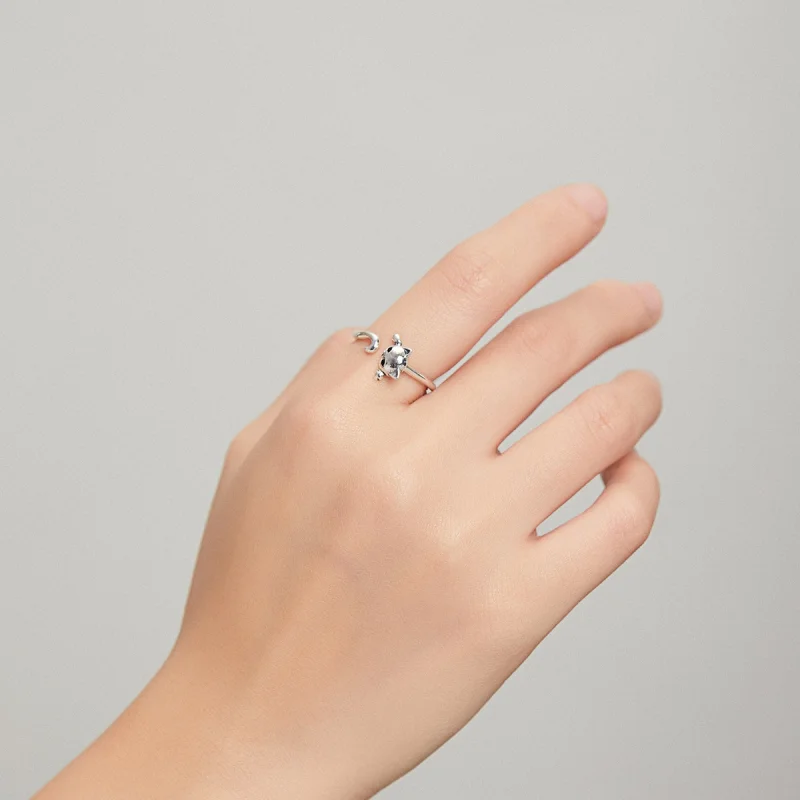 (afbeelding voor) Pandora Style Schattige kat Open Ring - SCR707 - Bekijken 5