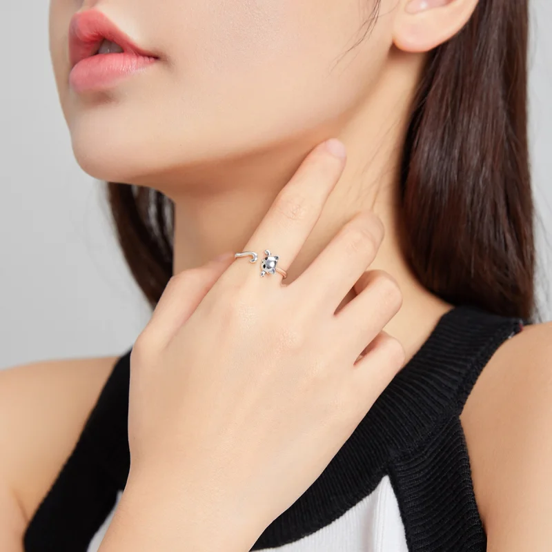 (afbeelding voor) Pandora Style Schattige kat Open Ring - SCR707 - Bekijken 6