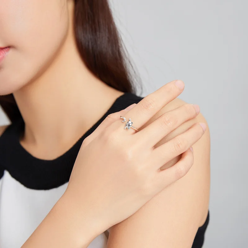 (afbeelding voor) Pandora Style Schattige kat Open Ring - SCR707 - Bekijken 7