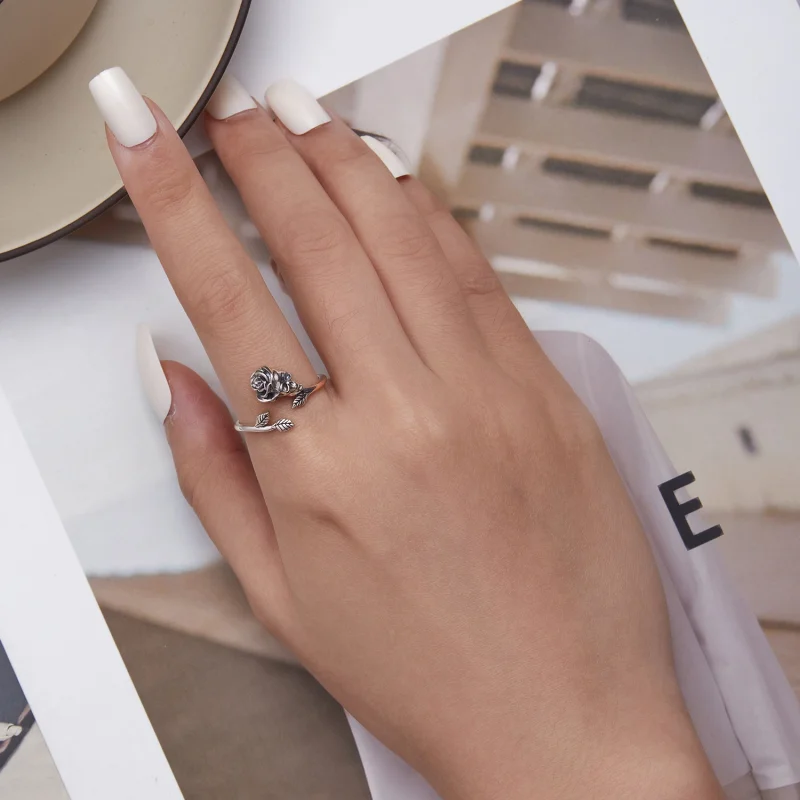 (afbeelding voor) Pandora Style Schedel Roos Open Ring - SCR879 - Bekijken 5