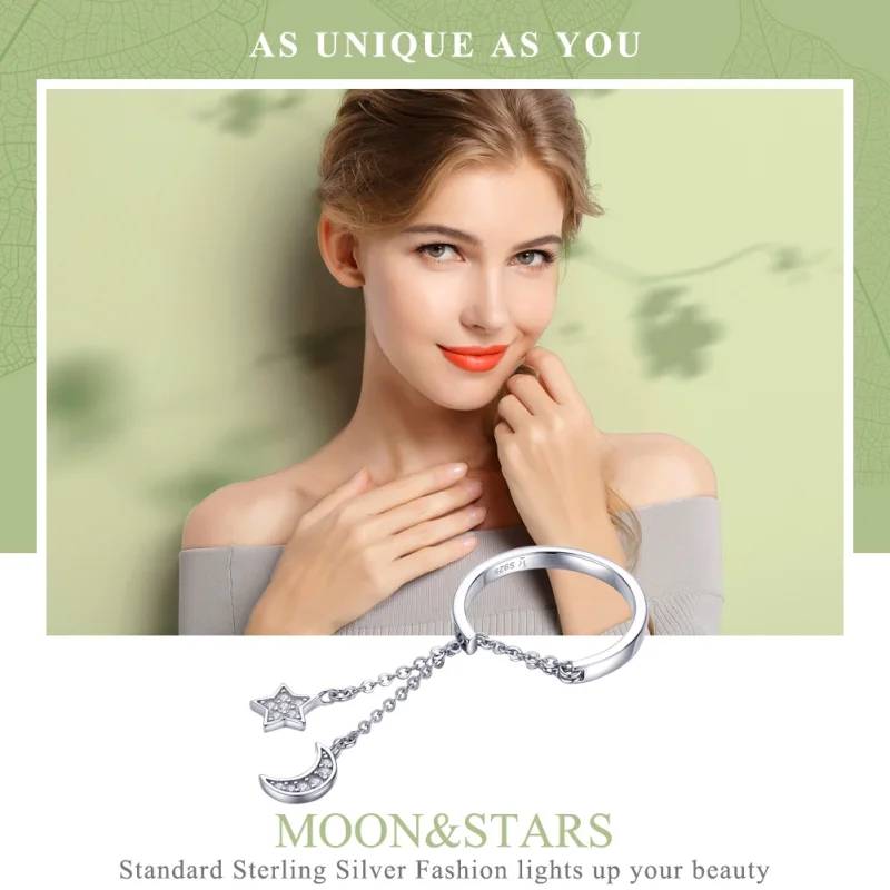 (afbeelding voor) Pandora Style Ster & Maan Open Ring - SCR407 - Bekijken 2