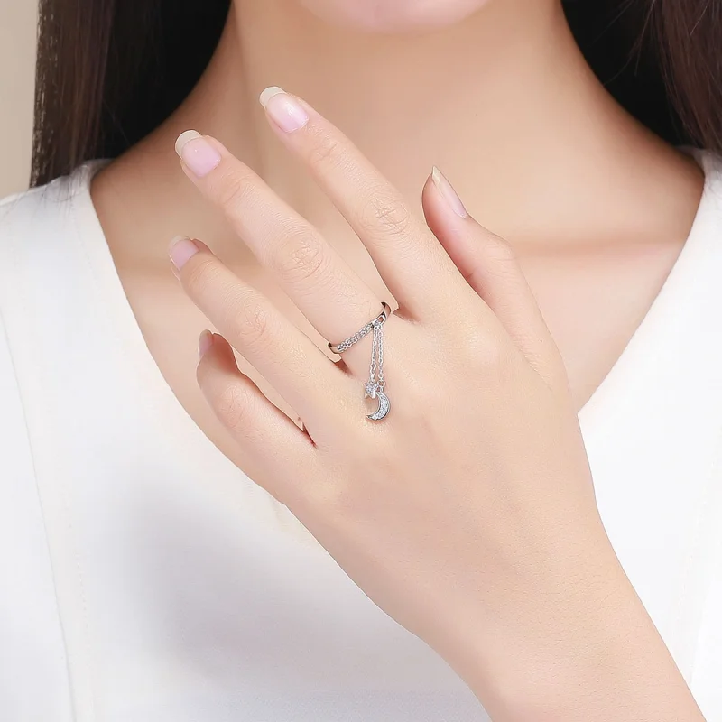 (afbeelding voor) Pandora Style Ster & Maan Open Ring - SCR407 - Bekijken 7