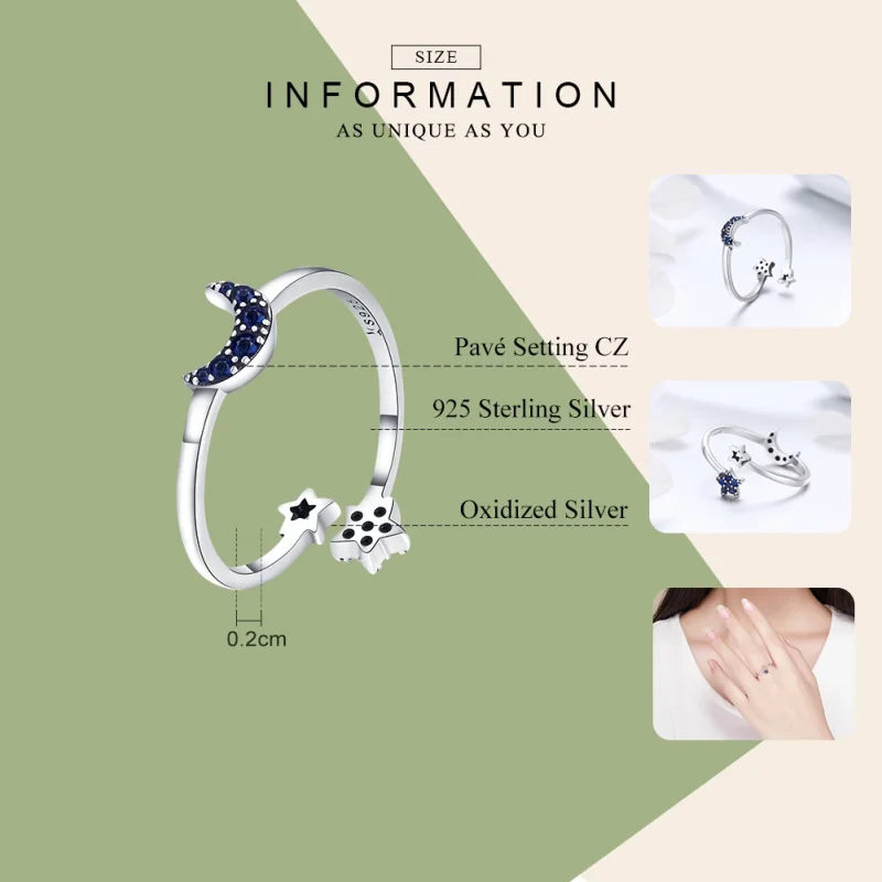 (afbeelding voor) Pandora Style Sterrenhemel Open Ring - SCR437 - Bekijken 3