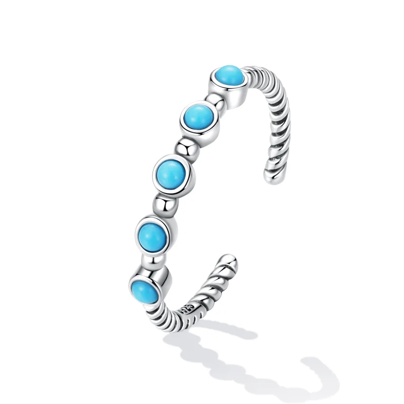 (afbeelding voor) Pandora Style Turquoise Twist Open Ring - SCR823 - Bekijken 2