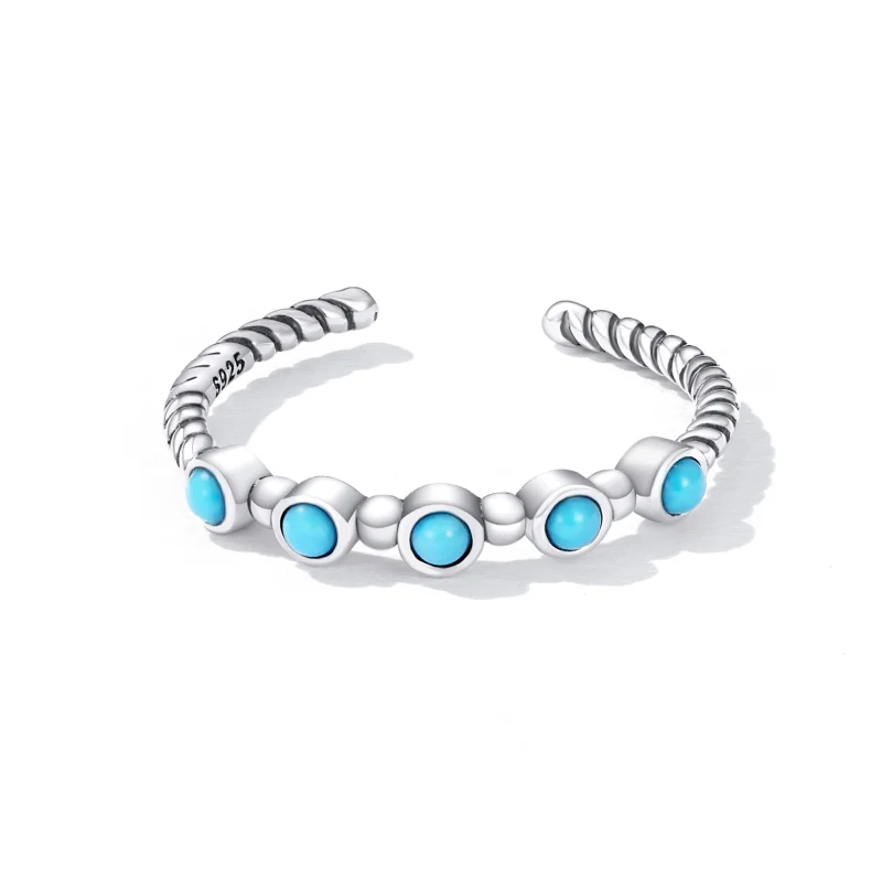 (afbeelding voor) Pandora Style Turquoise Twist Open Ring - SCR823 - Bekijken 3