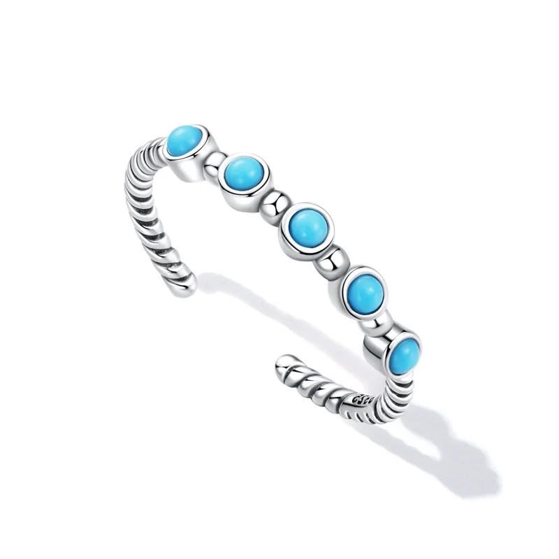 (afbeelding voor) Pandora Style Turquoise Twist Open Ring - SCR823 - Bekijken 5