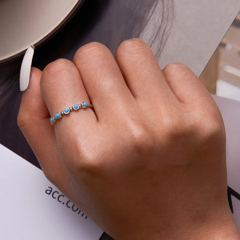 (afbeelding voor) Pandora Style Turquoise Twist Open Ring - SCR823 - Bekijken 6