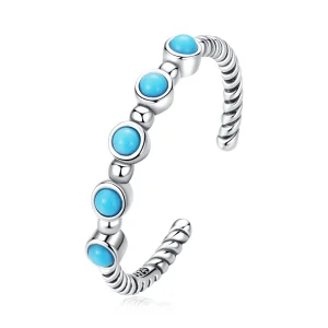 Pandora Style Turquoise Twist Open Ring - SCR823 (afbeelding voor) Pandora Style Turquoise Twist Open Ring - SCR823