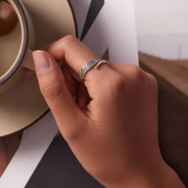 (afbeelding voor) Pandora Style Veer Open Ring - SCR799 - Bekijken 5