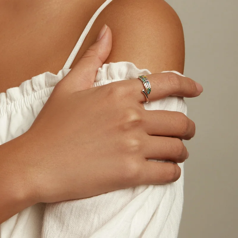 (afbeelding voor) Pandora Style Veer Open Ring - SCR799 - Bekijken 6