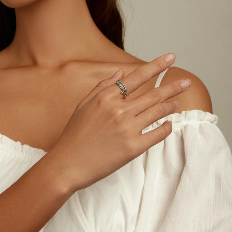 (afbeelding voor) Pandora Style Veer Open Ring - SCR799 - Bekijken 7