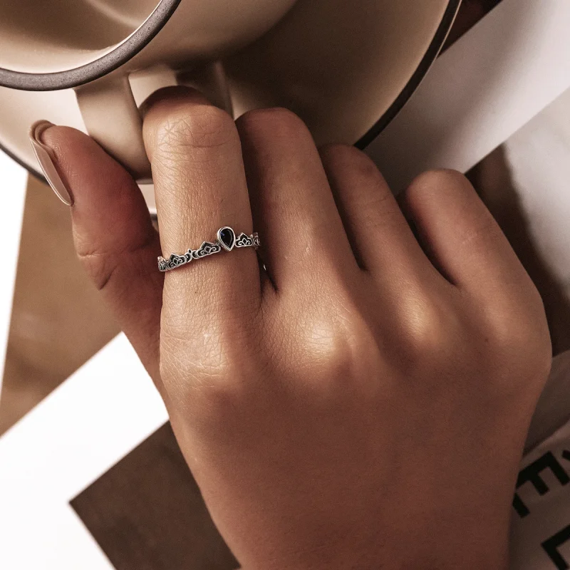 (afbeelding voor) Pandora Style Vintage patroon - waterdruppels Open Ring - SCR767 - Bekijken 6