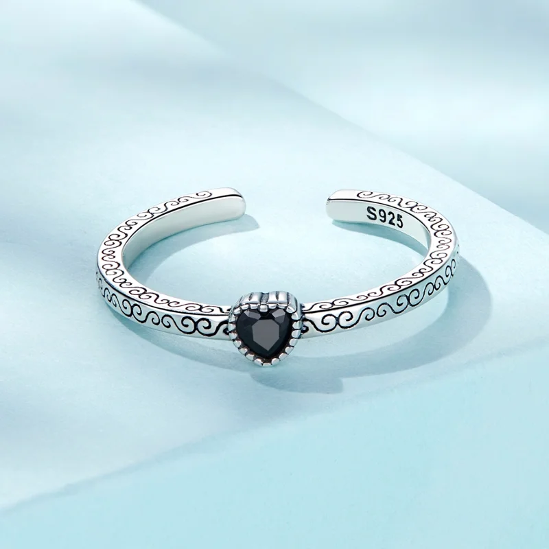 (afbeelding voor) Pandora Style Vintage Zwart Zirkoon Open Ring - SCR878 - Bekijken 3