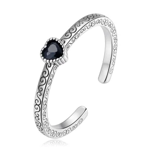(afbeelding voor) Pandora Style Vintage Zwart Zirkoon Open Ring - SCR878
