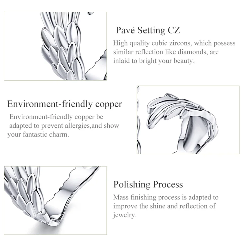 (afbeelding voor) Pandora Style Vleugels van Hoop Open Ring - SCR512 - Bekijken 4
